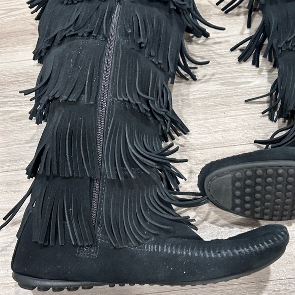 Minnetonka Suede Fringe 5 Layer tall boot women’s size 9 - Picture 5 of 16